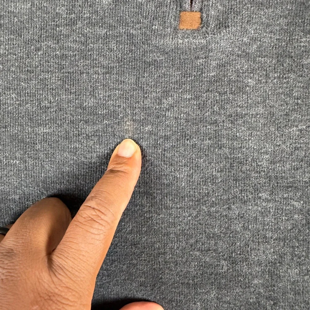 Polo Ralph Lauren Mens Large Gray Cotton Quarter Zip Pullover Sweater Pony Logo